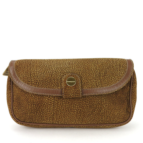 HOT Other BORBONESE Suede Leather Clutch Bag Brown